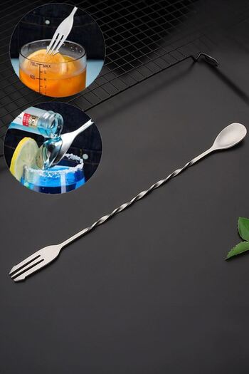 Chavin 32cm Long Steel Double Headed Forked Cocktail Mixing Bartender Spoon Gin582
