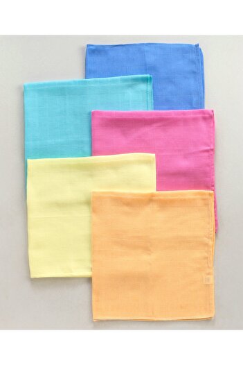 Babyhug Babyhug Square Muslin Nappy Set for 5-12 Months - Breathable & Reusable, Medium, Pack of 5