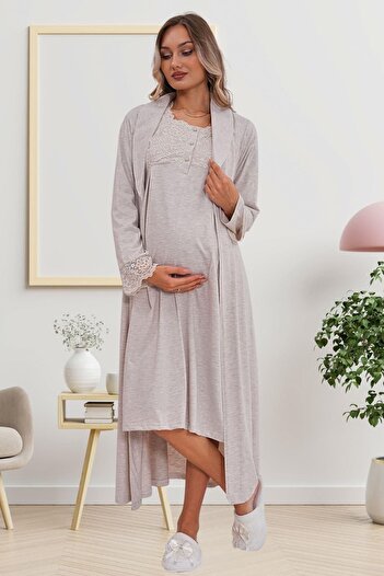 Mecit Pijama 2-Piece Set for Pregnant and Maternity - 75% Cotton and 25% Viscose Pop-Up Buttons