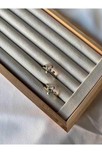 ringbox Asymmetrical Gold Ring with Evil Eye