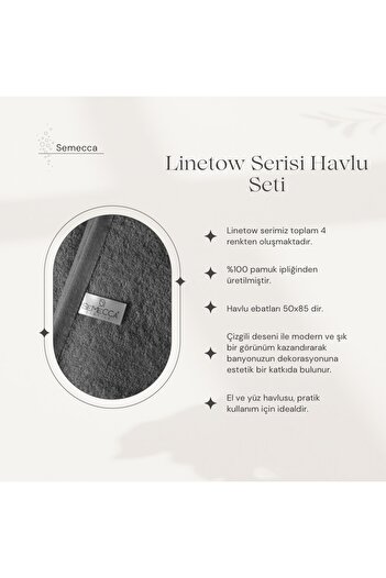 Semecca Серія Linetow Смугасті 100% бавовняні одношарові рушники для рук і обличчя 50x85