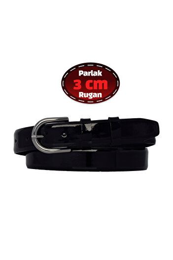 GoDeri 100% Genuine Leather, 3 cm Black Patent Leather Classic Belt for Women, Business, Business Women, Fabric, Tooling Belt-R21