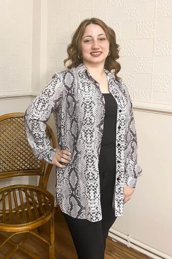 Zer Otantik Gray Snake Print Shirt