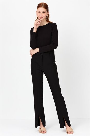 FA Butiq Nihan Front Slit Trousers Black