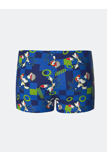 LC Waikiki Blue Printed Boy's Boxer Swimsuit