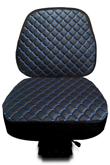 Binbir Trend Tractor Seat Cover - Tt Type Seat - Black Leather - Blue Stitched -Bb-876