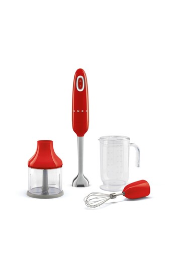 SMEG مجموعة الخلاط اليدوي باللون الأحمر طراز الخمسينيات (hbf03rdeu)