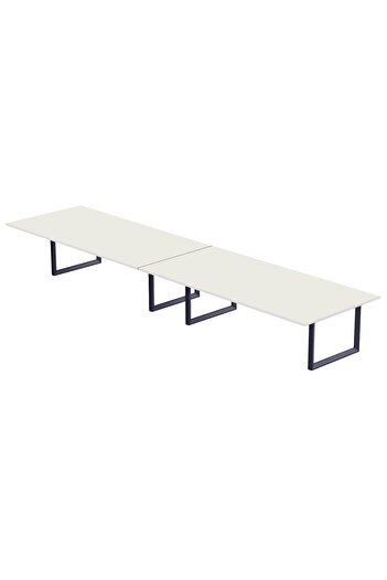 Mahmayi 136 BLK Wooden Dining Table Loop-Leg, 10-Seater for Kitchen- 360cm, Premium White