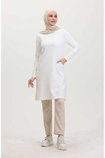 sefamerve Ecru Sports Tunic - Two Thread, Pockets, 10503-05