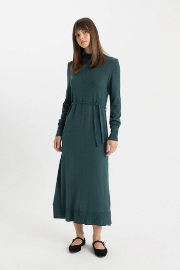 DeFacto Solid Regular Fit Turtleneck Maxi Knit Dress