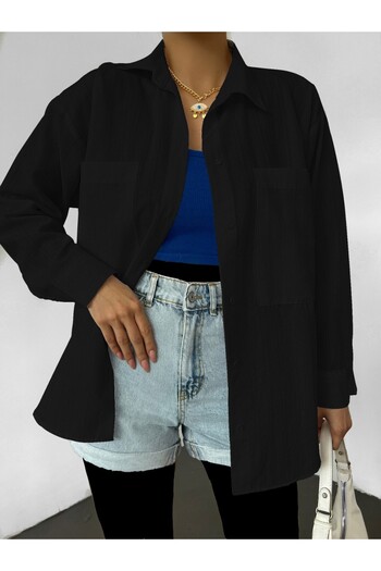 Modamorfo Double Pocket Long Back Seersucker Shirt