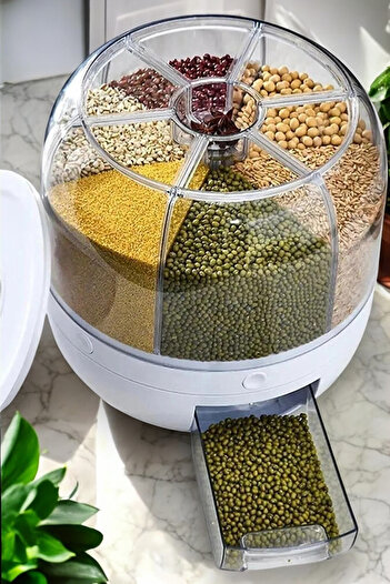 welcomein Kuru Gıda Ve Bakliyat Organizeri 360° Dönebilen 6 Bölmeli Ayrıştırıcılı Hava Geçirmez