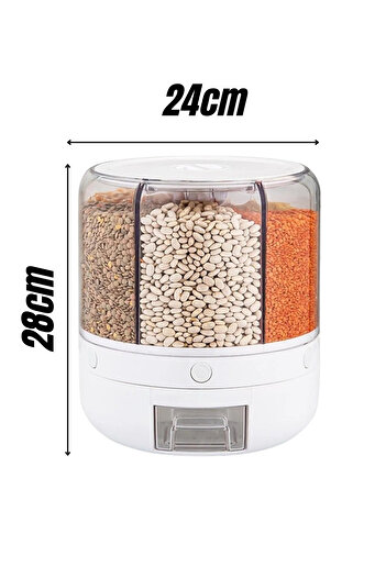 welcomein Kuru Gıda Ve Bakliyat Organizeri 360° Dönebilen 6 Bölmeli Ayrıştırıcılı Hava Geçirmez