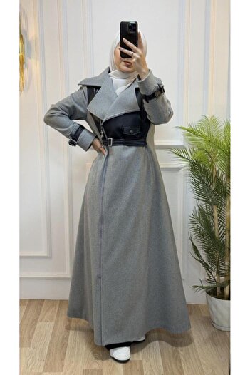 Tebrikler tekstil New Season Women's Winter Fashionable and Comfortable Long Trench Coat Suitable for Daily Wear Model M9031