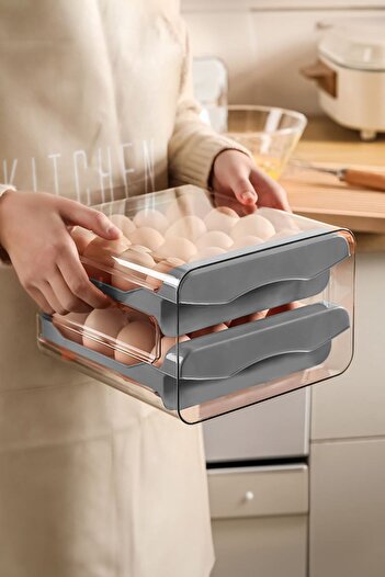 Chavin 32 Compartment Plastic Egg Holder Fridge Organizer Egg Storage Drawer