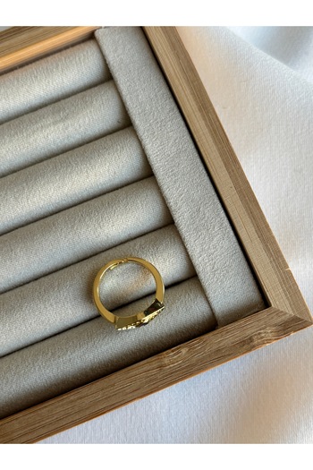 ringbox Gold Lacivert Taşlı Göz Serçe Parmak Yüzüğü