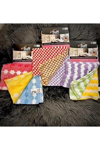 Suff Müge (Mai̇glöckhen) Patterned Triple Cleaning Cloth - Surface Cleaning Cloth 1 Pack 3 Pieces