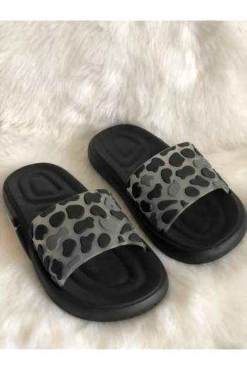 GEZER Black Cat Paw Patterned Summer Women's Slippers