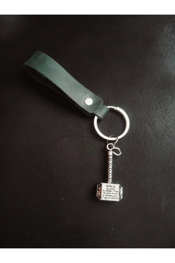 BSN Store Skandinav Thor Hammer Figured Khaki Green Genuine Leather Keychain