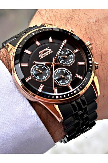 Slazenger Men's Black Steel Band Watch - Functions Active 2430.04