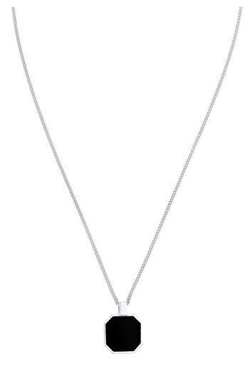 KUZZOI Necklace Necklace with pendant Men Square Pendant Armouredchain Enamel Black 925 Sterling Sil