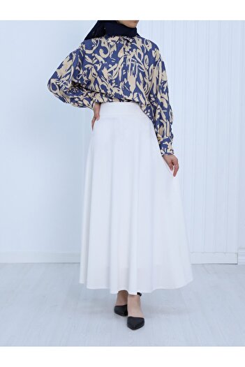 Modamorfo Zippered Flared Skirt -White