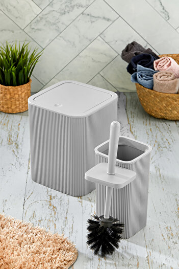 Homie Line 2 Piece Square Bathroom Set - Trash Can Wc Brush Set