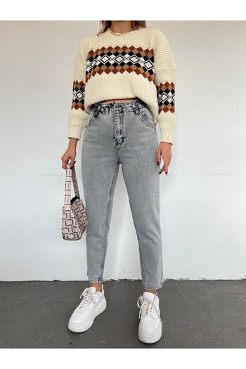 Modamorfo High Waist Jeans with Elastic Waist