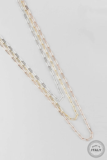 So CHIC... İtalyan Mix Altın Kaplama 80 Cm Gümüş Zincir Kolye