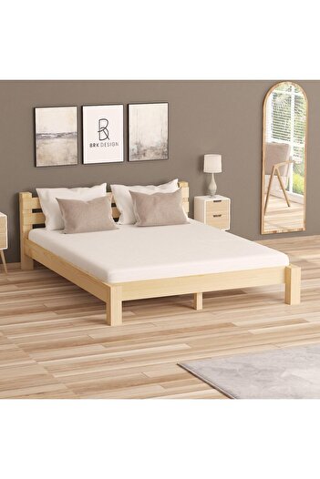 BRK Design Doğal Çam Ahşap Karyola Çift Kişilik\Tek Kişilik