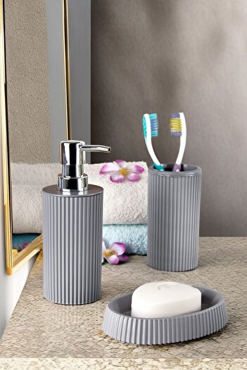Homie Round Sink Set - Line 3, Liquid Soap Dispenser and Solid Soap Dispenser, Toothbrush