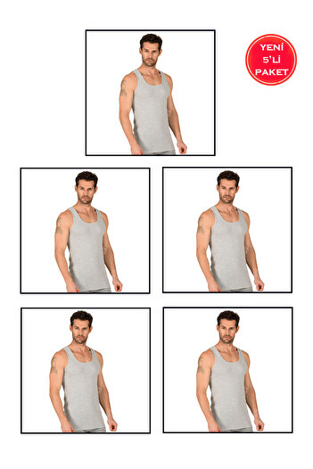 ÖZKAN underwear Men's Rib Knitted Undershirt - Pack of 5, 100% Cotton, Stretchy and Comfortable Thick Sling