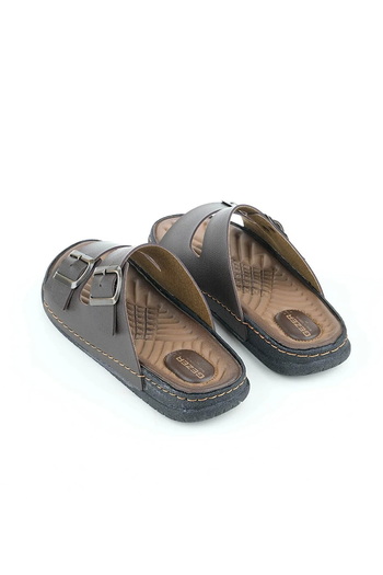 GEZER Double Buckle Men's Massage Sole Anatomical Slippers Brown