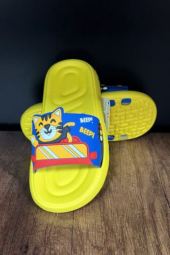 GEZER Boy's Slippers Cat Yellow 15047