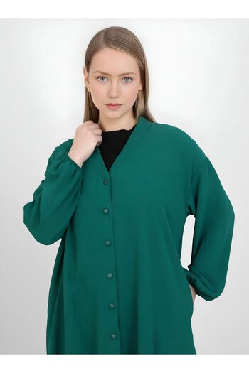 Refka Emerald Green Aerobin Ferace - Button Detailed