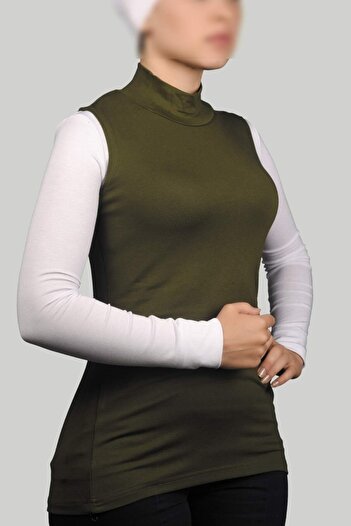Altobeh Organic Sleeveless Turtleneck Lycra Women's Zero Sleeve Bodysuit