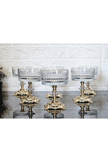 atabey home 6 Pieces Magnolia Bowl - Ice Cream and Sugar Bowl Cast Square Gold Legs