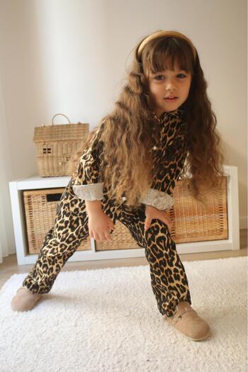 Zuzu Girls Leopard Shirt Jacket and Pants Set