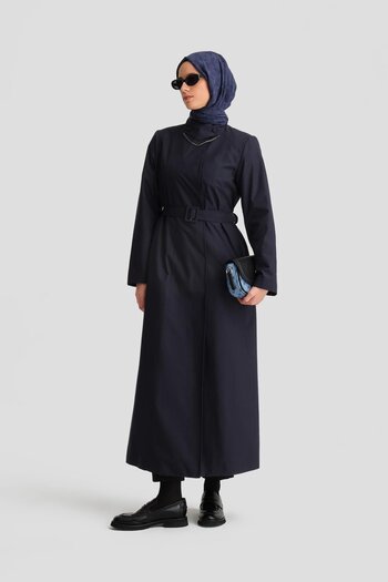 Armine Portable Chain Collar Waterproof Top Coat 24K8008 Navy Blue