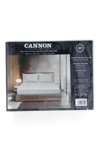 Cannon 3-Piece Premium Quality T300 Cotton Jacquard Fitted Sheet Set