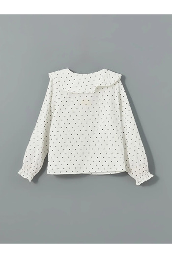 LC Waikiki Lcw Kids Ecru Baby Lapel Polka Dot Shirt for Girls