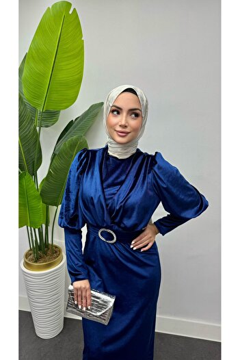 moda zeynaa Çapraz Kadife Elbise