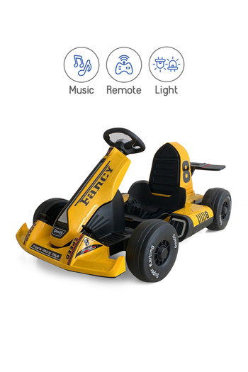 Fab N Funky Sturdy Bluetooth RC Racing Battery Operated Ride-On Car with Light and Music Function - Yellow