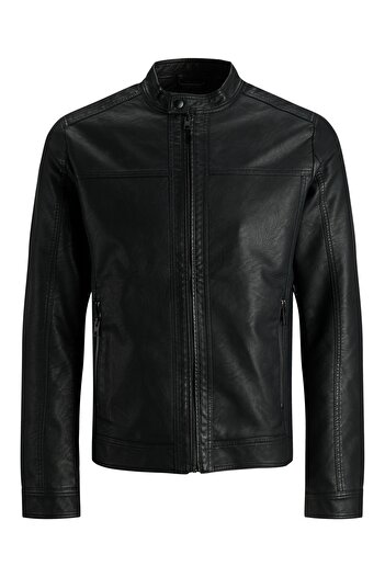Jack & Jones J&J Trendy Siyah Erkek Pu Deri Mont Ceket