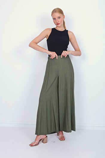 Vitrin Wide Leg Trousers with Elastic Back