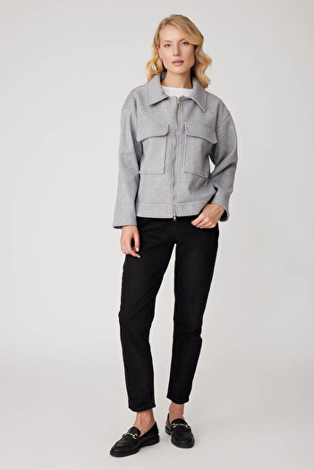 Vitrin Zippered Stamp Jacket with Cover Pockets