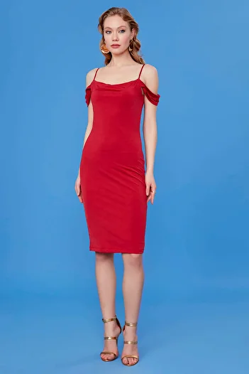 Vitrin Sleeve Detailed I?p Strappy Lined Dress
