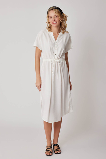 Vitrin Short Sleeve Comfortable Dress with Drawstring at the Waist