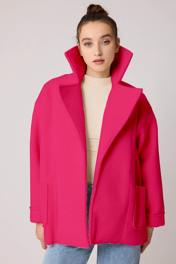 Vitrin Long Collar Detailed Jacket with Big Pockets