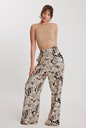 Vitrin Self Patterned Comfortable Trousers with Elastic Waist